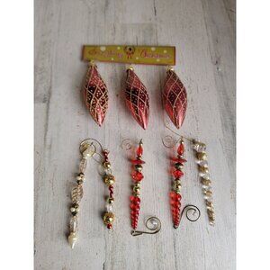 Red bead pendant‎ ornament variety Xmas set to core white